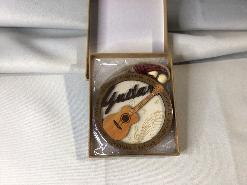 Wooden Guitar Christmas Tree Ornament Musician Music Lover Holiday Decoration